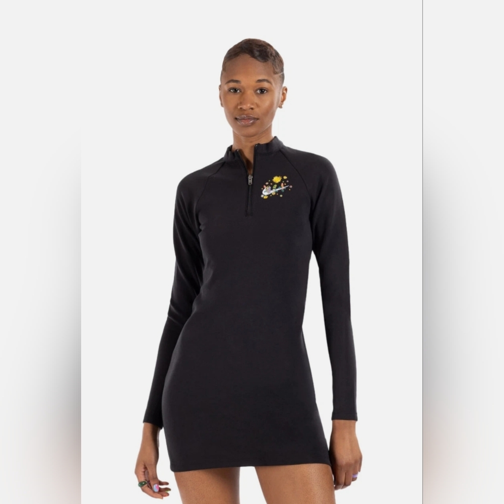 Nike Black Long Sleeve Dress with Embroidery